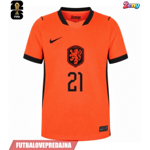 Lacne Ženy Futbalové dres Holandsko Frenkie de Jong #21 MS 2026 Krátky Rukáv - Domáci